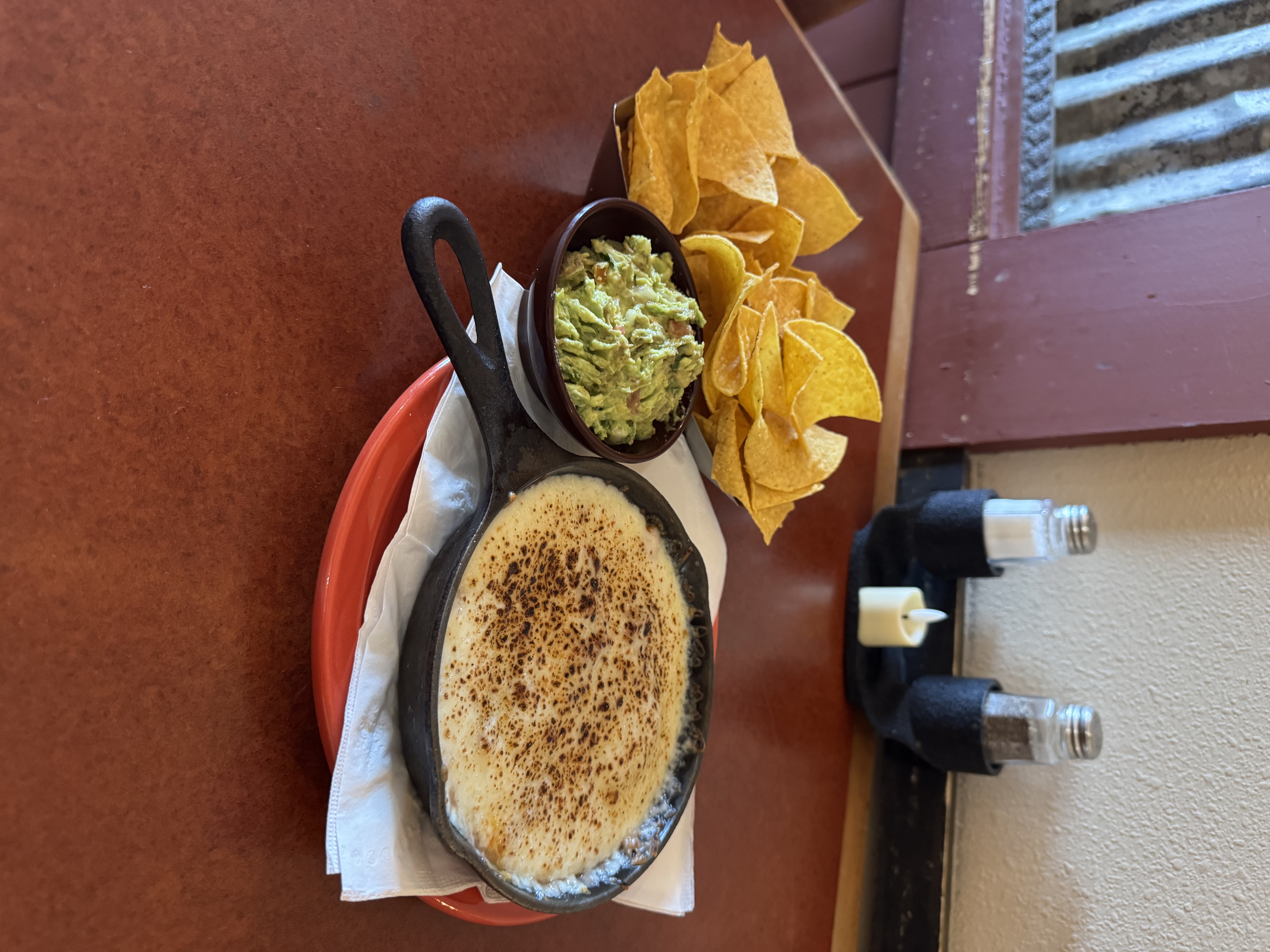 Queso Fundido and guacamole with chips